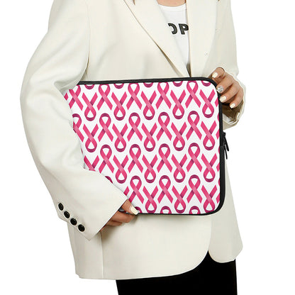 Pink And White Breast Cancer Print Laptop Sleeve