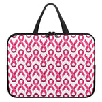 Pink And White Breast Cancer Print Laptop Sleeve With Handle