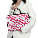 Pink And White Breast Cancer Print Laptop Sleeve With Handle