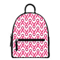 Pink And White Breast Cancer Print Leather Backpack
