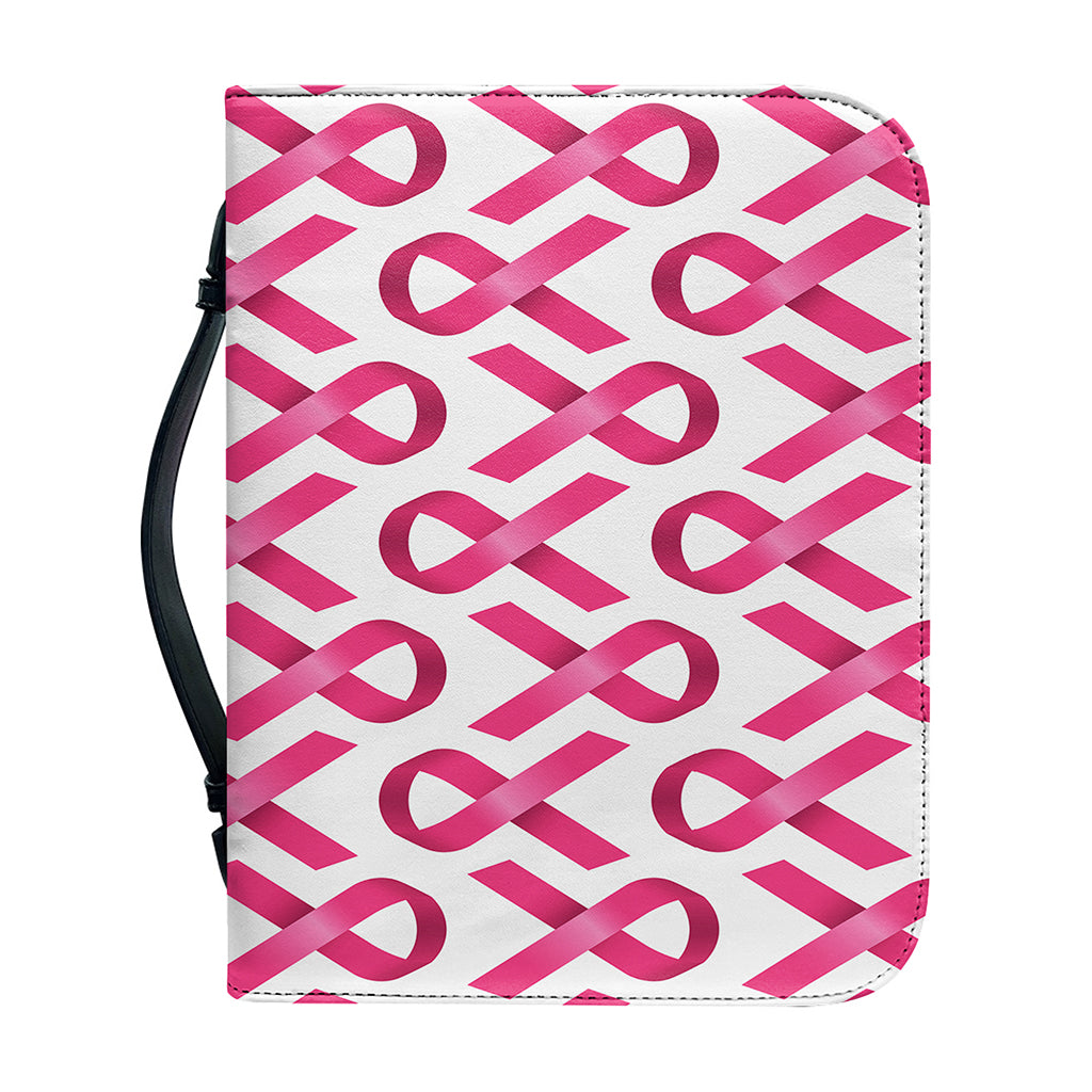 Pink And White Breast Cancer Print Leather Bible Cover
