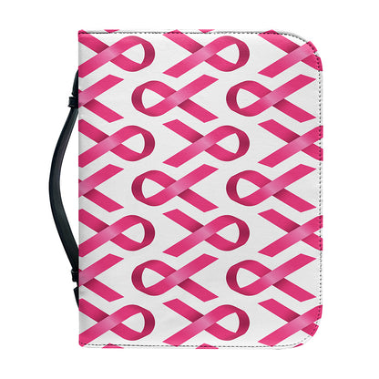 Pink And White Breast Cancer Print Leather Bible Cover