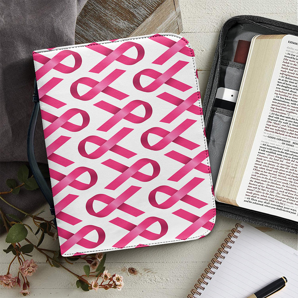 Pink And White Breast Cancer Print Leather Bible Cover