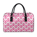 Pink And White Breast Cancer Print Leather Duffel Bag