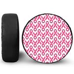 Pink And White Breast Cancer Print Leather Spare Tire Cover