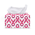Pink And White Breast Cancer Print Leather Tissue Box Cover