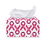 Pink And White Breast Cancer Print Leather Tissue Box Cover
