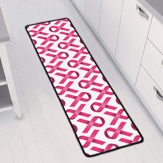 Pink And White Breast Cancer Print Long Kitchen Mat