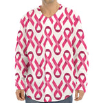 Pink And White Breast Cancer Print Long Sleeve Baseball Jersey