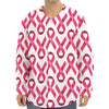 Pink And White Breast Cancer Print Long Sleeve Baseball Jersey