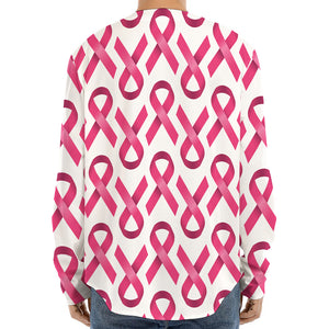 Pink And White Breast Cancer Print Long Sleeve Baseball Jersey