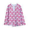 Pink And White Breast Cancer Print Long Sleeve Short Coat