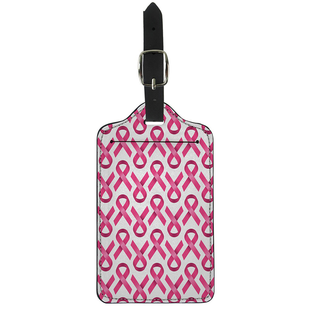 Pink And White Breast Cancer Print Luggage Tag