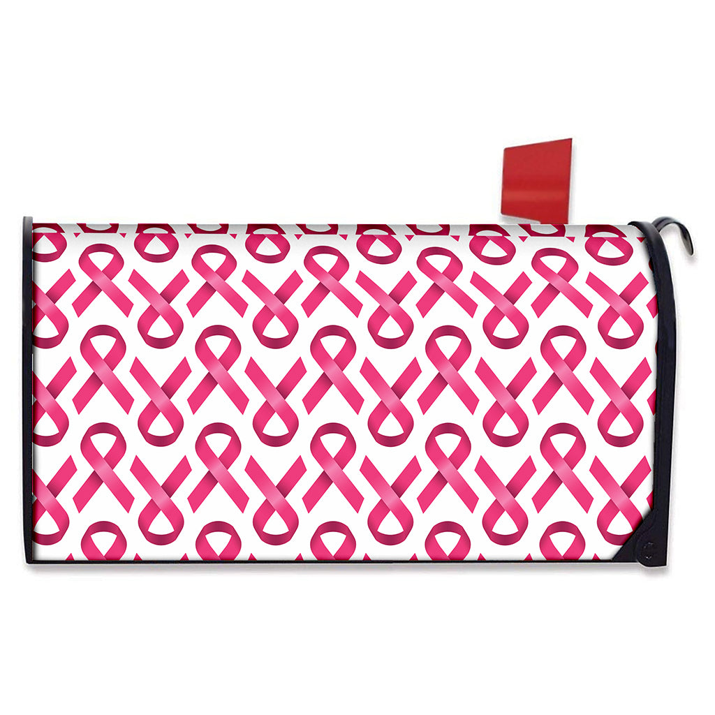 Pink And White Breast Cancer Print Mailbox Cover