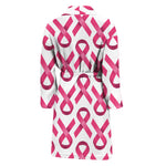 Pink And White Breast Cancer Print Men's Bathrobe