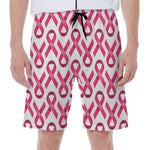 Pink And White Breast Cancer Print Men's Beach Shorts