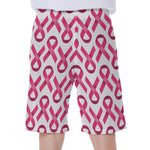 Pink And White Breast Cancer Print Men's Beach Shorts
