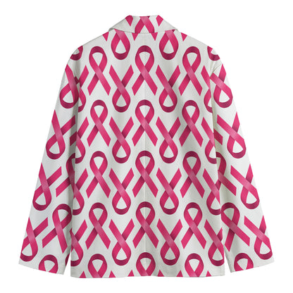 Pink And White Breast Cancer Print Men's Blazer