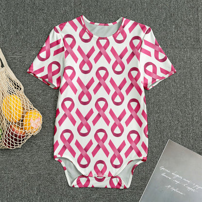 Pink And White Breast Cancer Print Men's Bodysuit