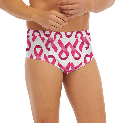 Pink And White Breast Cancer Print Men's Briefs