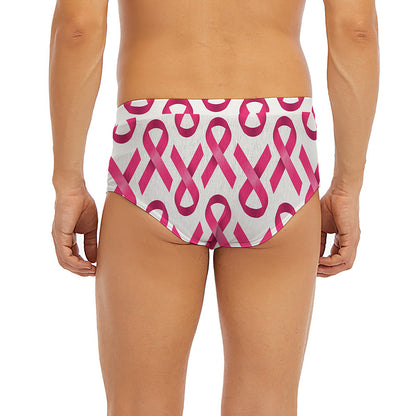 Pink And White Breast Cancer Print Men's Briefs