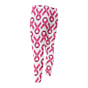 Pink And White Breast Cancer Print Men's Compression Pants