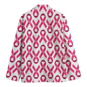 Pink And White Breast Cancer Print Men's Cotton Blazer