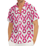 Pink And White Breast Cancer Print Men's Deep V-Neck Shirt