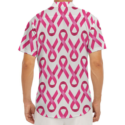 Pink And White Breast Cancer Print Men's Deep V-Neck Shirt