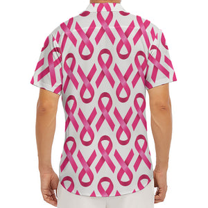 Pink And White Breast Cancer Print Men's Deep V-Neck Shirt