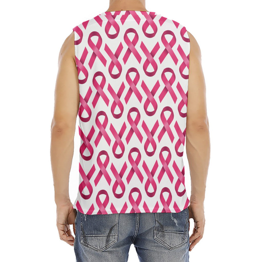 Pink And White Breast Cancer Print Men's Fitness Tank Top