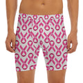 Pink And White Breast Cancer Print Men's Long Boxer Briefs