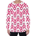 Pink And White Breast Cancer Print Men's Long Sleeve T-Shirt