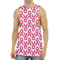 Pink And White Breast Cancer Print Men's Muscle Tank Top