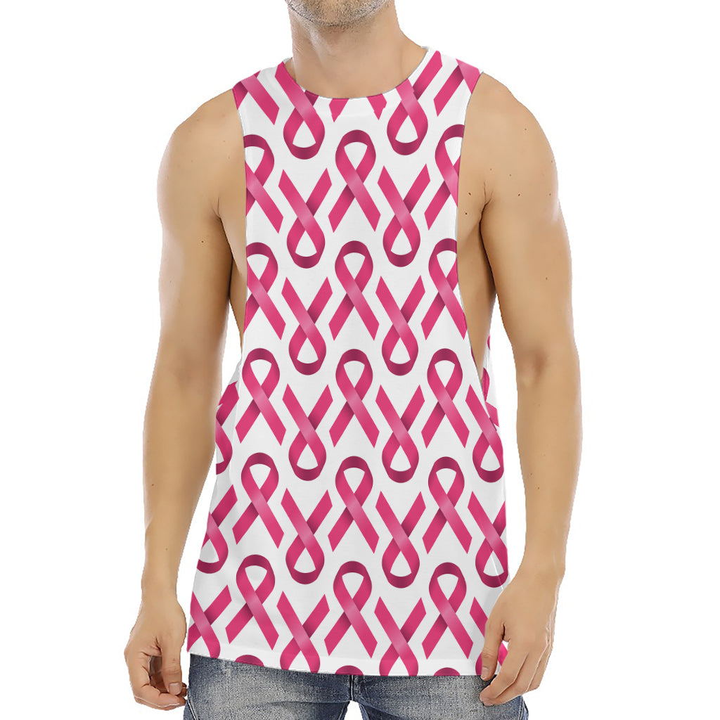 Pink And White Breast Cancer Print Men's Muscle Tank Top