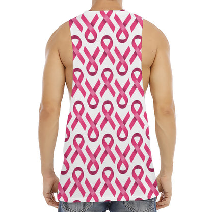 Pink And White Breast Cancer Print Men's Muscle Tank Top