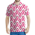 Pink And White Breast Cancer Print Men's Polo Shirt