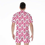 Pink And White Breast Cancer Print Men's Rompers