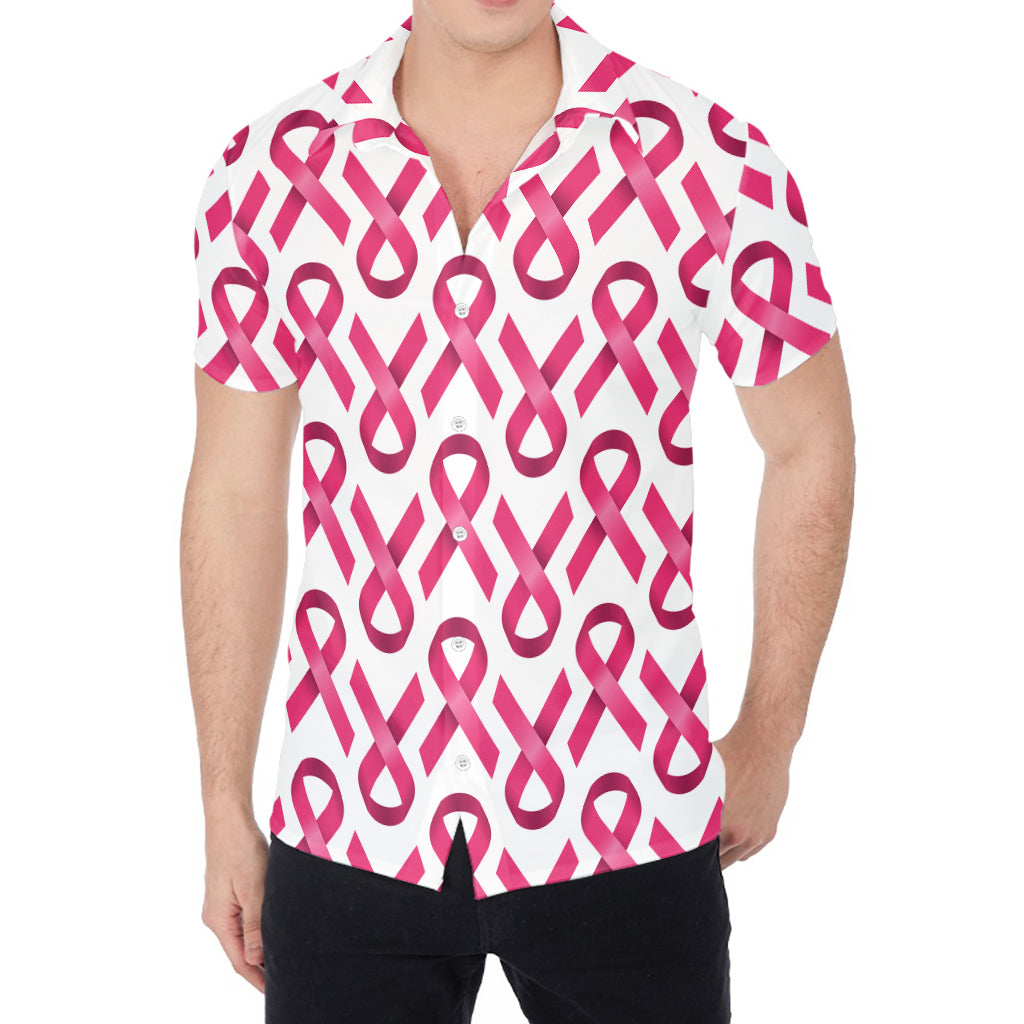 Pink And White Breast Cancer Print Men's Shirt