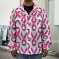 Pink And White Breast Cancer Print Men's Shirt Jacket