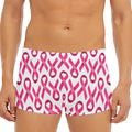 Pink And White Breast Cancer Print Men's Short Boxer Briefs