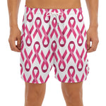 Pink And White Breast Cancer Print Men's Split Running Shorts
