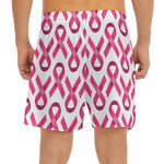 Pink And White Breast Cancer Print Men's Split Running Shorts