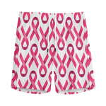 Pink And White Breast Cancer Print Men's Sports Shorts