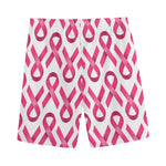 Pink And White Breast Cancer Print Men's Sports Shorts