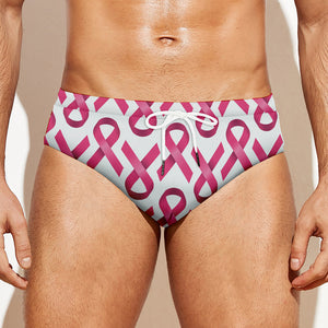 Pink And White Breast Cancer Print Men's Swim Briefs