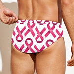 Pink And White Breast Cancer Print Men's Swim Briefs