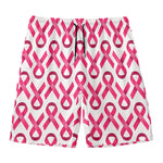 Pink And White Breast Cancer Print Men's Swim Trunks
