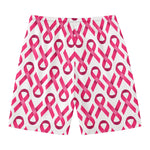 Pink And White Breast Cancer Print Men's Swim Trunks