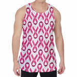 Pink And White Breast Cancer Print Men's Velvet Tank Top
